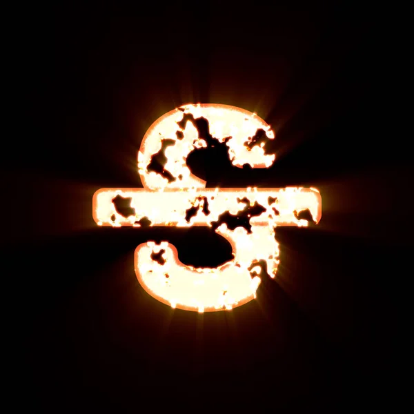 Symbool doorbraak verbrand op een zwarte achtergrond. Heldere glans — Stockfoto
