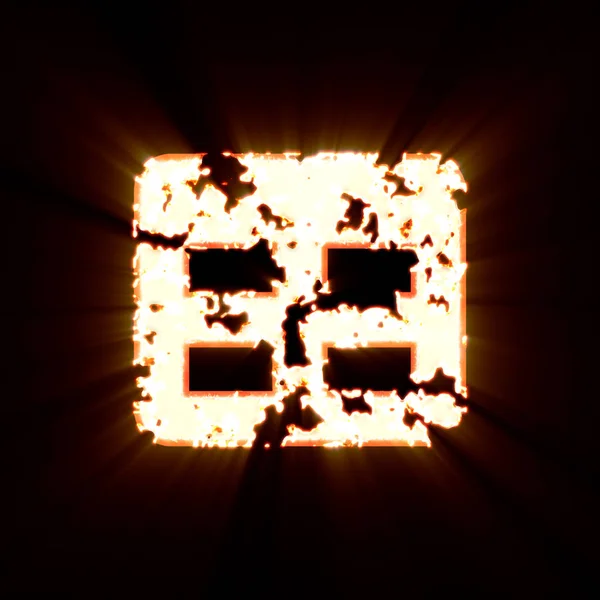 Meja simbol terbakar di latar belakang hitam. Terang bersinar — Stok Foto