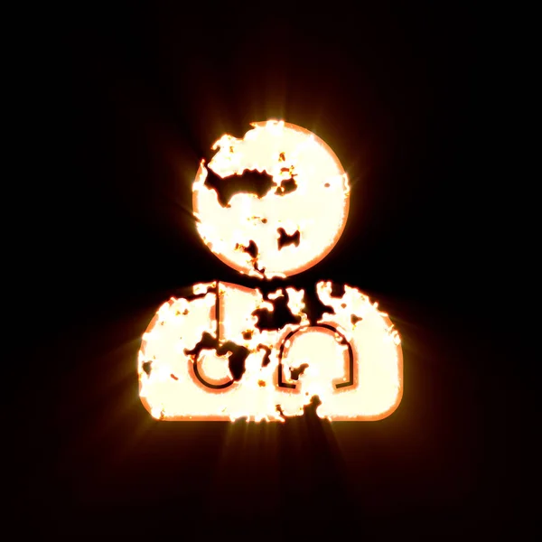 Usuário do símbolo md queimado em um fundo preto. Brilho brilhante — Fotografia de Stock