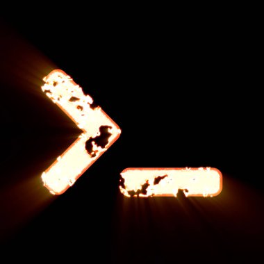 Simge terminali siyah bir arkaplanda yanmış. Parlak ışık 