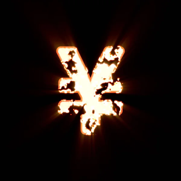 Symbol jena spalony na czarnym tle. Jasny blask — Zdjęcie stockowe