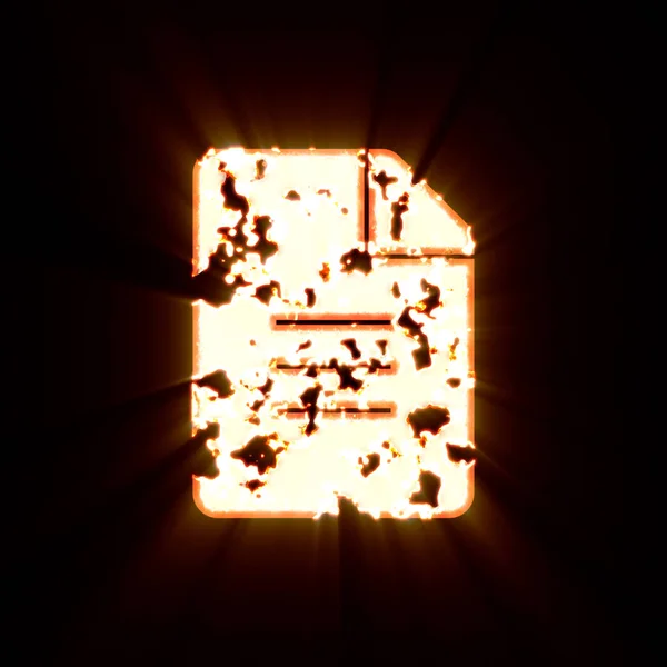 Siyah arkaplanda yanmış sembol dosyası metni. Parlak ışık — Stok fotoğraf