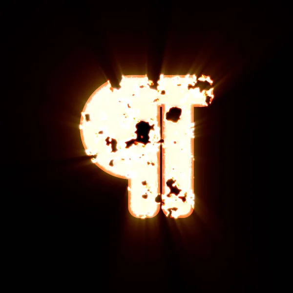 Η παράγραφος σύμβολο κάηκε σε μαύρο φόντο. Φωτεινή λάμψη — Φωτογραφία Αρχείου