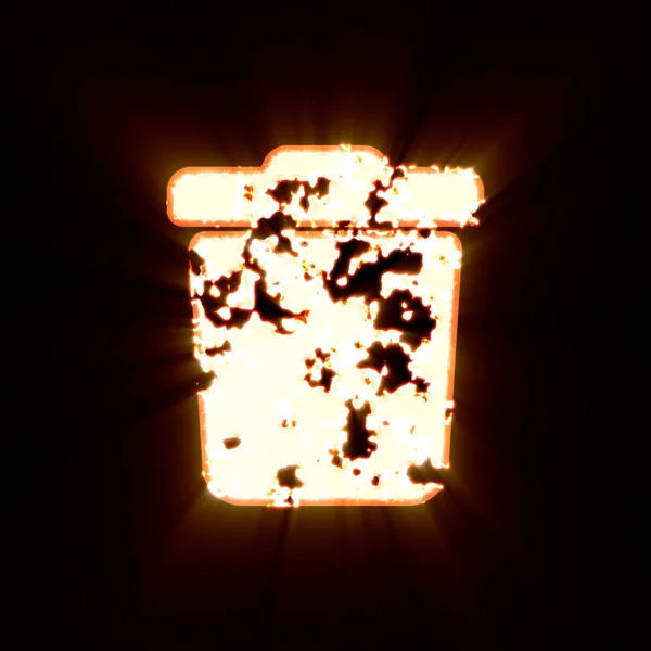 검은 배경 위에서 타 버린 상징적 쓰레기. 밝은 빛 — 스톡 사진