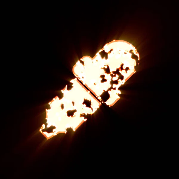 Symbol ögondroppe bränd på en svart bakgrund. Ljus glans — Stockfoto