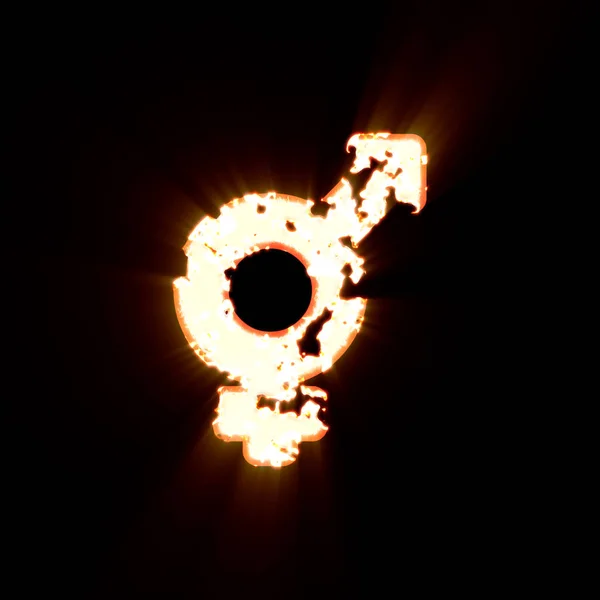 Symbol transgender burned on a black background. Bright shine — Stock Photo, Image