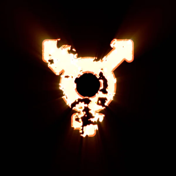 Szimbólum transznemű égett egy fekete háttér. Fényes fény — Stock Fotó