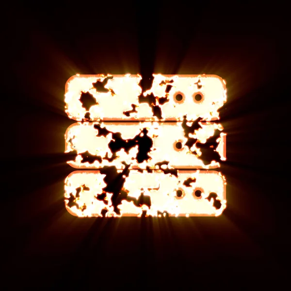 Сервер символів згорів на чорному тлі. Яскравий блиск — стокове фото