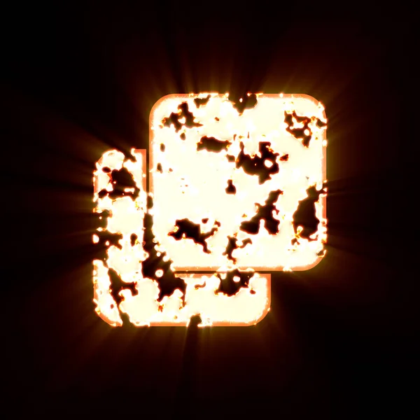 Símbolo clone queimado em um fundo preto. Brilho brilhante — Fotografia de Stock