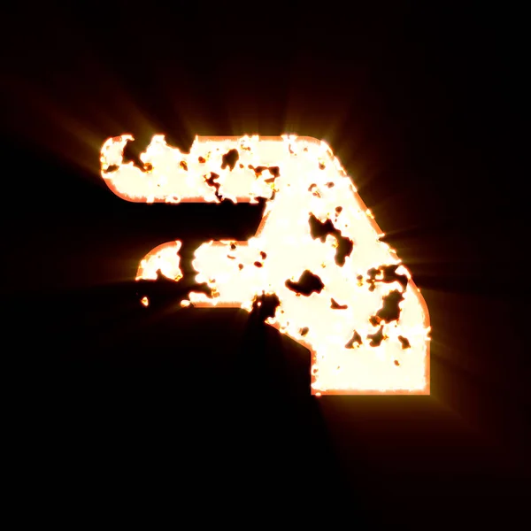 Sembol el kertenkelesi siyah arka planda yanmış. Parlak ışık — Stok fotoğraf
