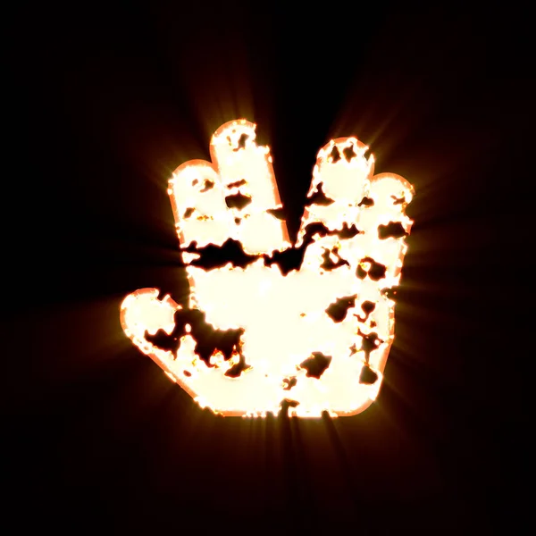 Symbol Live long and prosper burned on a black background. Bright shine