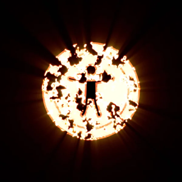 Symbol universal access burned on a black background. Bright shine — Stock Photo, Image