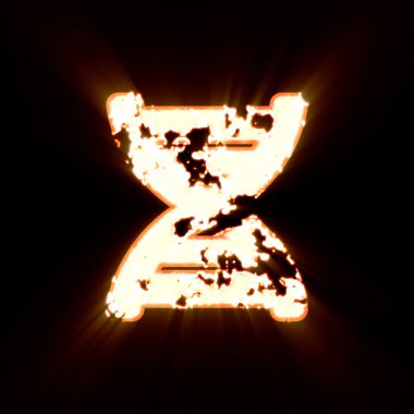 Siyah arka planda yanmış sembol DNA 'sı. Parlak ışık 