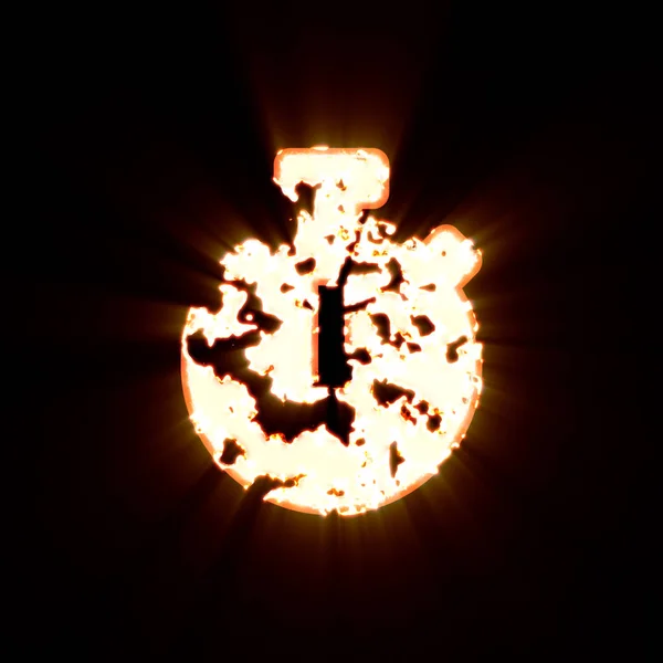 Symbol stopwatch burned on a black background. Bright shine — Stock Photo, Image