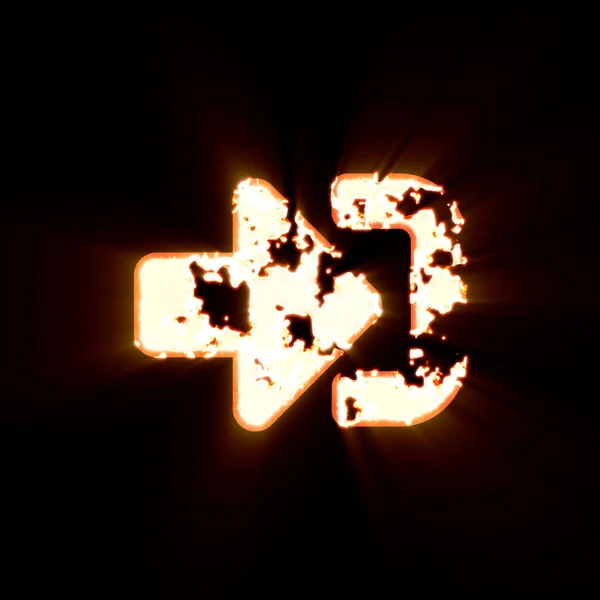 Symbol sign enter (in) burned on a black background. Bright shine — Stock Photo, Image