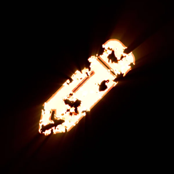 Lápiz de símbolo quemado sobre un fondo negro. Brillante brillo —  Fotos de Stock