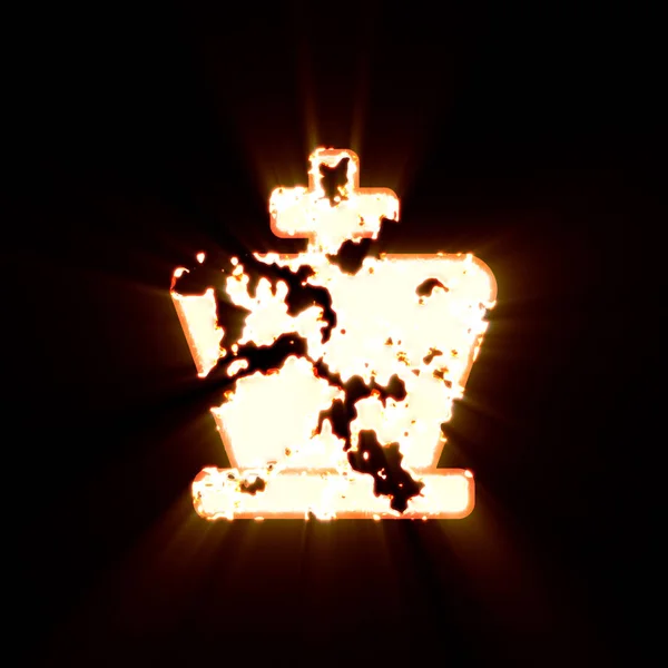 Rei de xadrez de símbolo queimado em um fundo preto. Brilho brilhante — Fotografia de Stock
