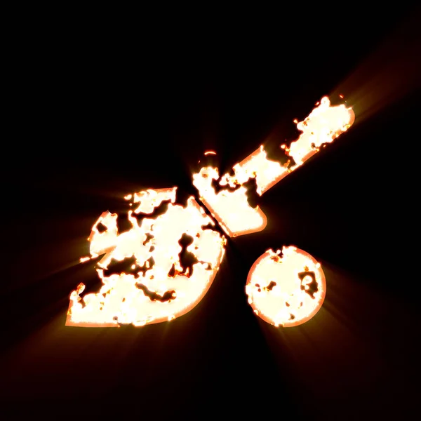 Symbol broom burned on a black background. Bright shine — Stock Photo, Image