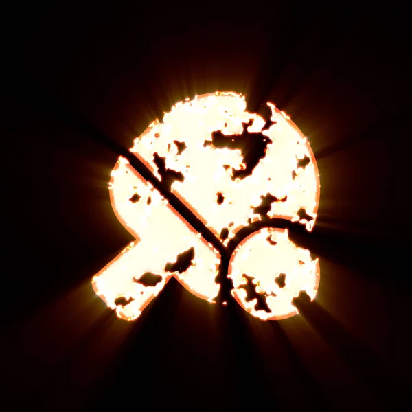 Σύμβολο πινγκ-πονγκ καίγεται σε μαύρο φόντο. Φωτεινή λάμψη — Φωτογραφία Αρχείου