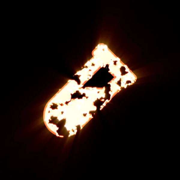 Symbol injektionsflaska bränd på en svart bakgrund. Ljus glans — Stockfoto