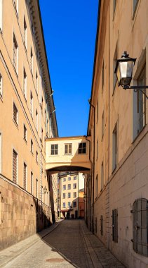 Stockholm, İsveç. Eski şehrin sokakları. Tarihi bölüm 