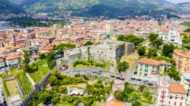 La Spezia, İtalya. San Giorgio Kalesi. Yukarıdan görüntüle, Hava Görünümü 