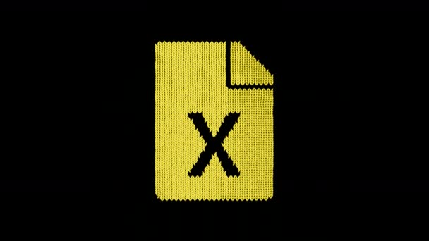 El archivo de símbolos X se teje a partir de un hilo de lana. Tejer como un suéter — Vídeos de Stock