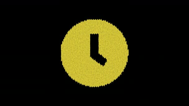 Symbol clock is knitted from a woolen thread. Knit like a sweater — Stock Video