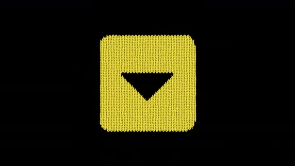 Das Symbol caret square down ist aus einem Wollfaden gestrickt. Stricken wie ein Pullover — Stockvideo