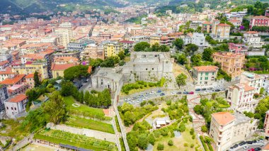 La Spezia, İtalya. San Giorgio Kalesi. Yukarıdan görüntüle, Hava Görünümü 
