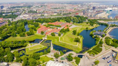 Kopenhag, Danimarka. Antik Fort Kastellet, Drone Gönderen 