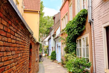 Bremen, Almanya. Bremen Schno 'nun tarihi bölgesinde evler