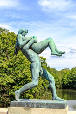 Oslo, Norveç: Heykeller Köprüsü 'nde bulunan heykeller. Vigeland Heykel Parkı 