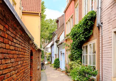 Bremen, Almanya. Bremen Schno 'nun tarihi bölgesinde evler