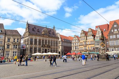 Bremen, Almanya - 28 Haziran 2019: Bremen Pazar Meydanı