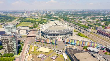 Amsterdam, Hollanda - 30 Haziran 2019: Johan Cruijff Arena (Amsterdam Arena). 2020 Fifa Dünya Kupası, Havadan Görünüm 