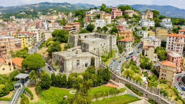 La Spezia, İtalya. San Giorgio Kalesi. Yukarıdan görüntüle, Hava Görünümü 