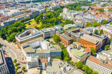 Bremen, Almanya. Tarihi şehrin havadan görünüşü