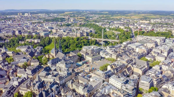 Lüksemburg, Tarih Şehir Merkezi, Sabah Havacılık Manzarası 