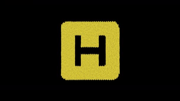 Symbol h square is knitted from a woolen thread. Knit like a sweater — Stock Video