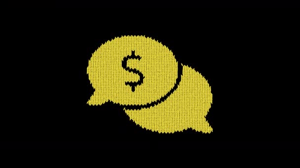 Symbol comments dollar is knitted from a woolen thread. Knit like a sweater — Stock Video