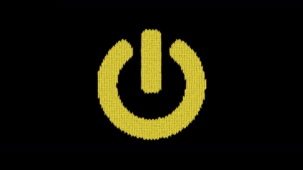 Le symbole power off est tricoté à partir d'un fil de laine. Tricoter comme un pull 