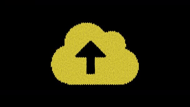 Symbol cloud upload is knitted from a woolen thread. Knit like a sweater — Stock Video