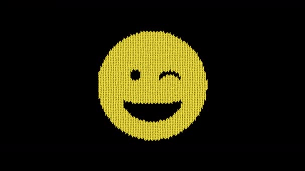 Symbol grin wink is knitted from a woolen thread. Knit like a sweater — Stock Video