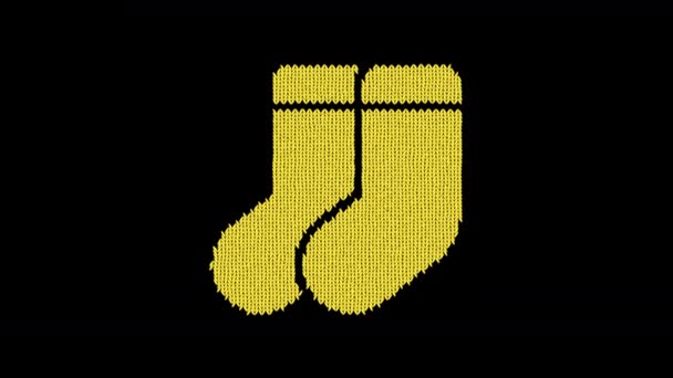 Symbolické ponožky jsou pletené z vlněné nitě. Pleteme jako svetr — Stock video