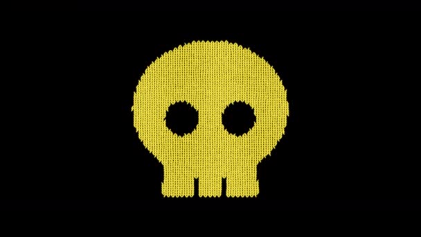 Symbol skull is knitted from a woolen thread. Knit like a sweater — Stock Video