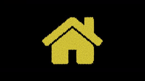 Symbole maison est tricoté à partir d'un fil de laine. Tricoter comme un pull — Video