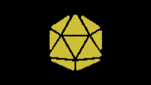 Symbol dice d20 is knitted from a woolen thread. Knit like a sweater — Stock Video