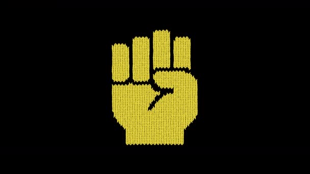 Symbol fist raised is knitted from a woolen thread. Knit like a sweater — Stock Video