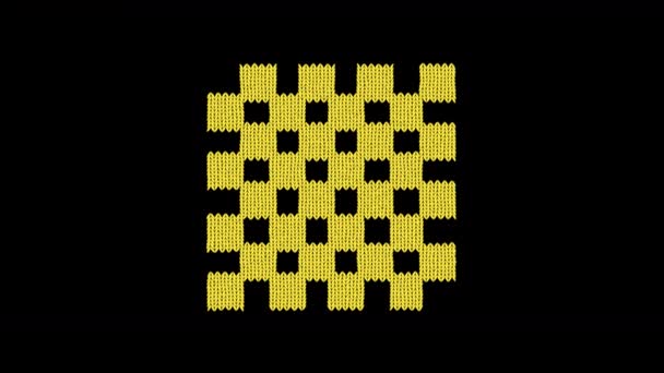 O tabuleiro de xadrez de símbolo tricota-se de um fio lanoso. Tricotar como uma camisola — Vídeo de Stock